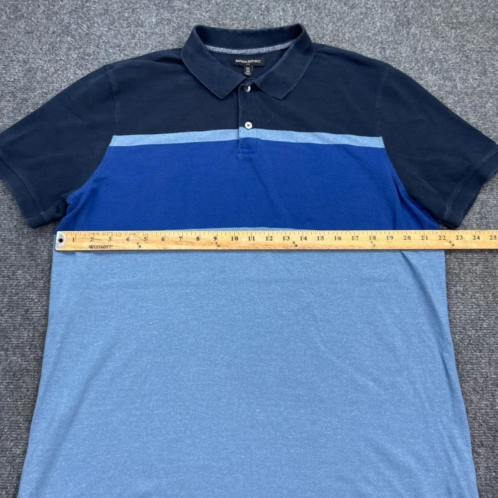 Banana Republic Polo Shirt Mens Size XL Blue Striped Casual Short Sleeve